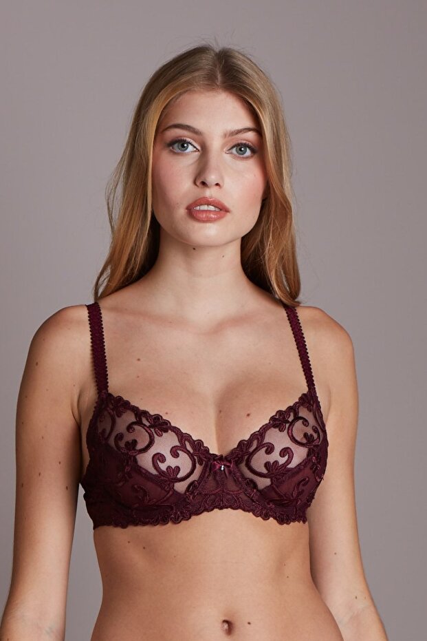 Women's Mürdüm 16611 Lace Underwire Hollow Gathering Bra