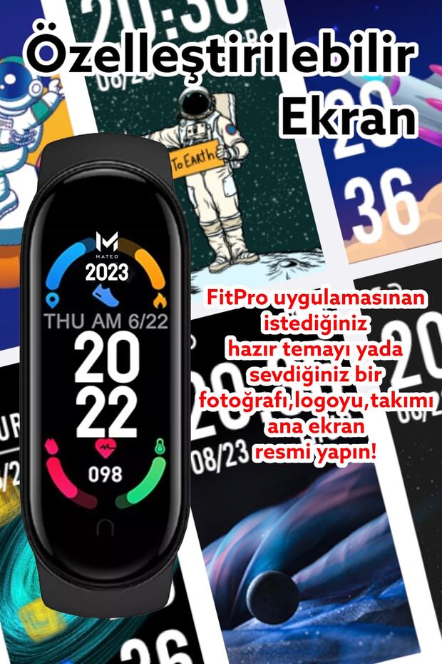 M6 Akıllı Bileklik Renkli Ekran(2022 Sürüm )ios Ve Android Uyumlu,spor, Ekran Teması Değiştirme - 6