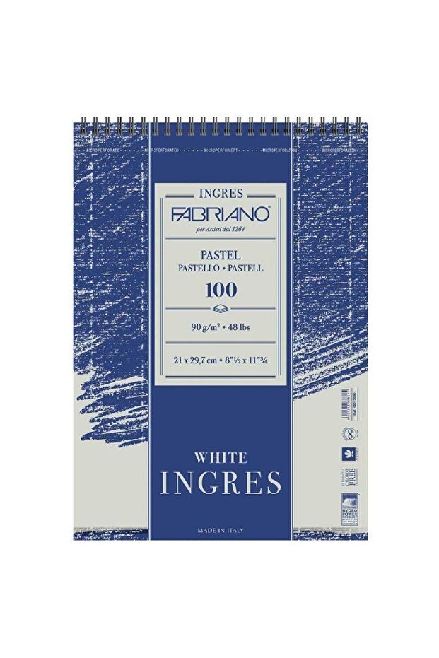 Ingres Bianco 90gr White Spiral Pastel Block 100 Sheets A4 (21x29.7cm)