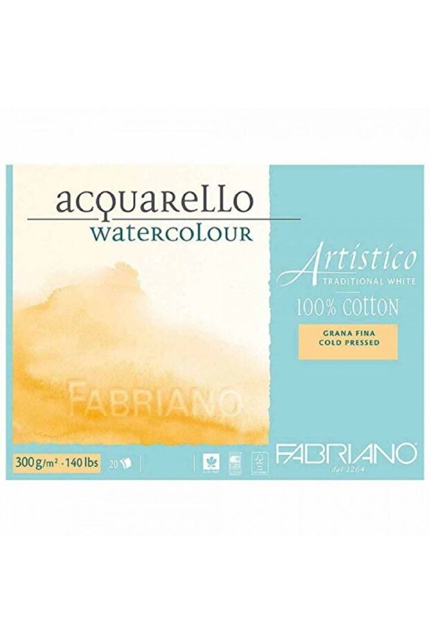 Artistico Traditional White Cold Pressed 300gr كتلة ألوان مائية 20 ورقة 31x41 سم
