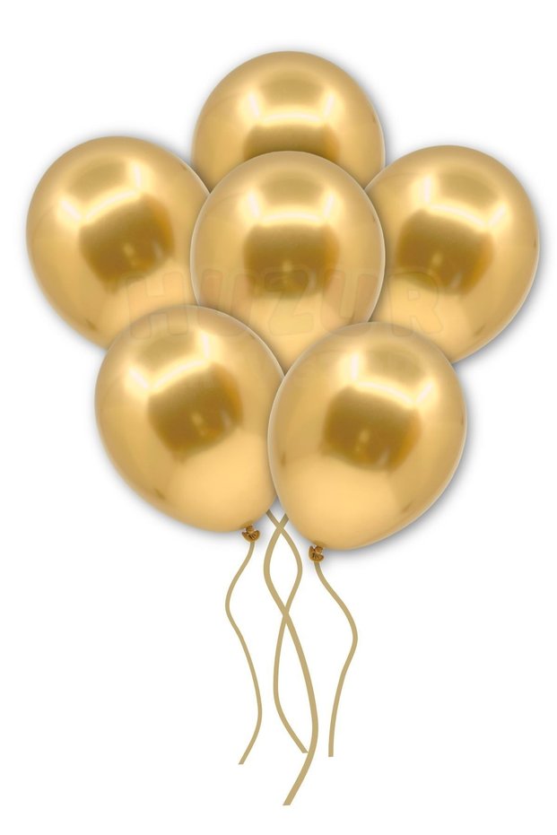 Gold Colored Chrome Balloon 50 Pieces 30 Cm Golden Yellow Incredibly Bright Color Vivid Birthday Party