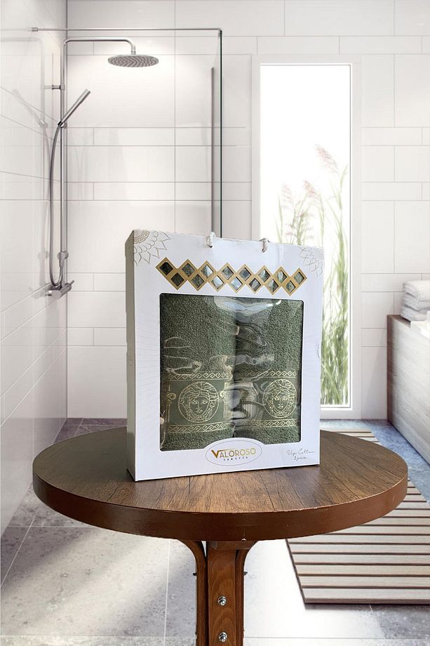 Medusa Motifli 2'li Banyo Havlu Seti / Hamam Seti %100 Pamuk - 2