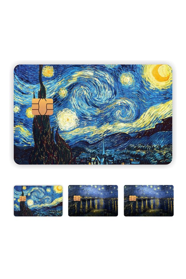 4 Pieces Van Gogh Card Covering Sticker Card Label