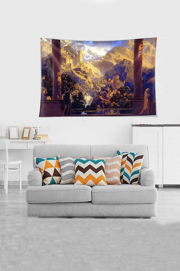 Çok Renkli Ayrılık Temalı Leke Tutmaz Kadife Kumaş Duvar Örtüsü Duvar Halısı Tapestry - 2