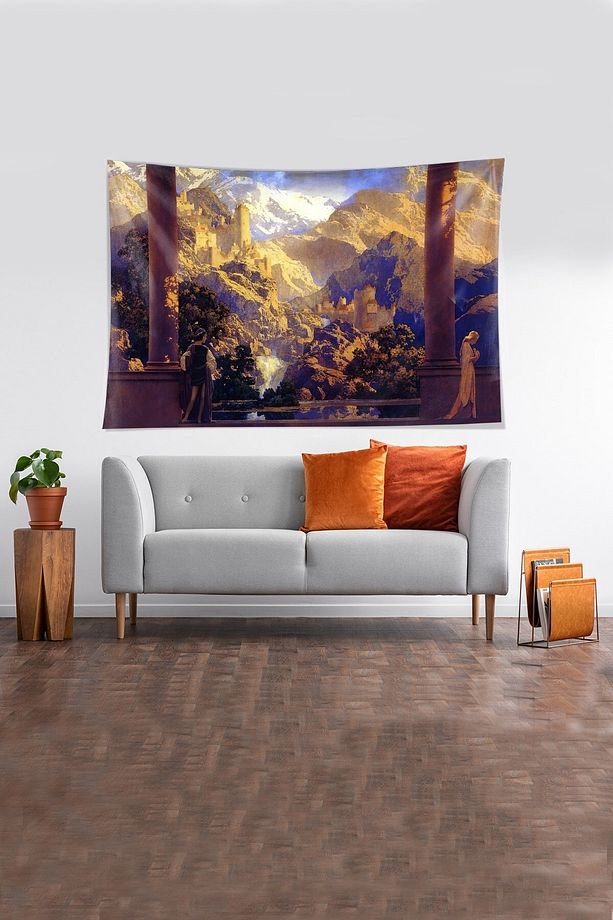 Çok Renkli Ayrılık Temalı Leke Tutmaz Kadife Kumaş Duvar Örtüsü Duvar Halısı Tapestry - 3