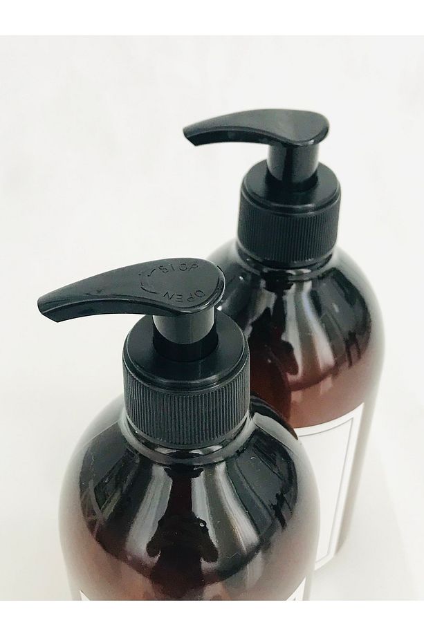 Amber Cam Görünümlü Plastik Banyo Düzenleyici Şampuan-saç Kremi-duş Jeli Şişe Seti 3 Lü 500 Ml - 3