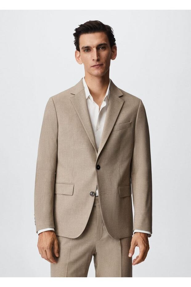 Slim-Fit Woolen Blazer Jacket - 1