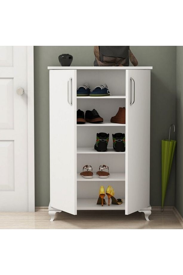 R6040 Beyaz Ayakkabılık Çok Amaçlı Raflı Düzenleyici Dolap 100 cm - 4