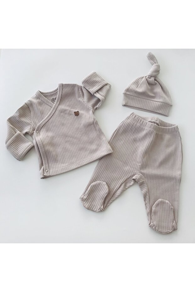 Mg Ribana Fabric 3 Piece Set with Hat, Booties and Gloves