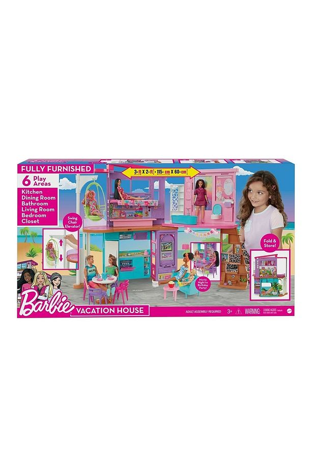 Tatil Evi Oyun Seti 30'dan fazla parçalı Barbie Tatil Evi, 3 yaş ve üzeri için oyuncak HCD50 - 1