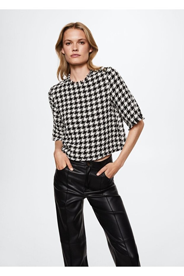 Düğmeli Tüvit Bluz - 1