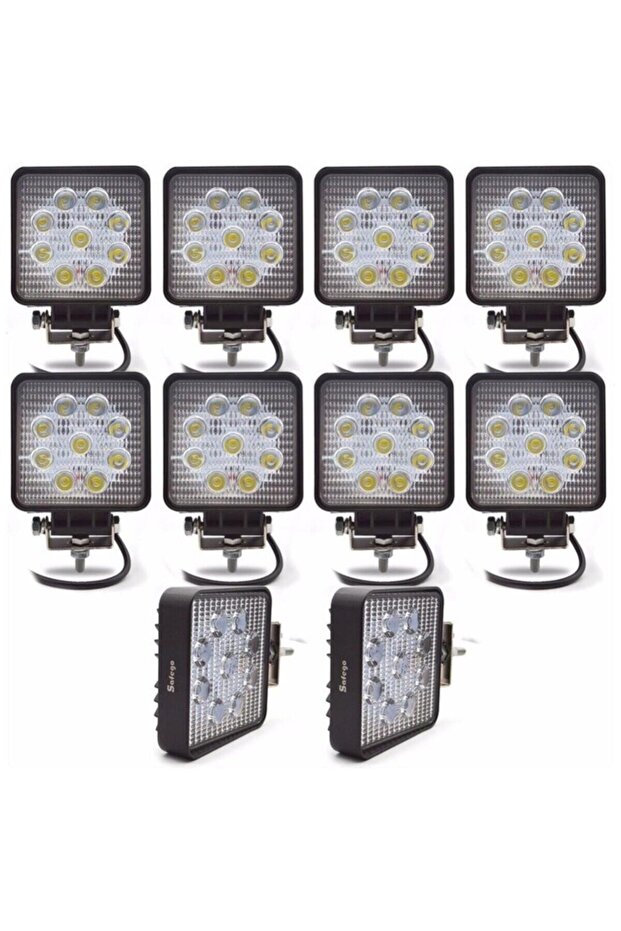 10 Adet 9 Led Off Road Çalışma Ve Sis Lambası 12 / 24 Volt - 1