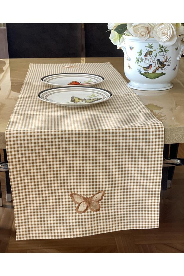 Brown Gingham Runner - 1