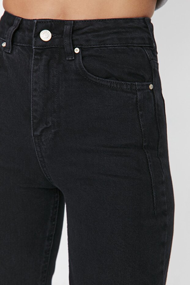 بنطلون جينز أسود بخصر عالٍ وأرجل واسعة TWOAW23JE00345 - 15