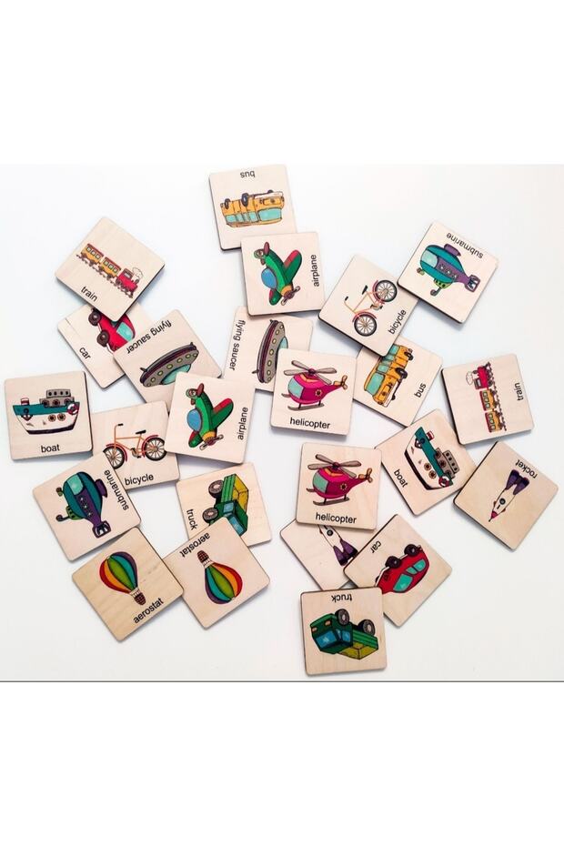 16 Pieces Turkish English Vehicles Find My Wife Game