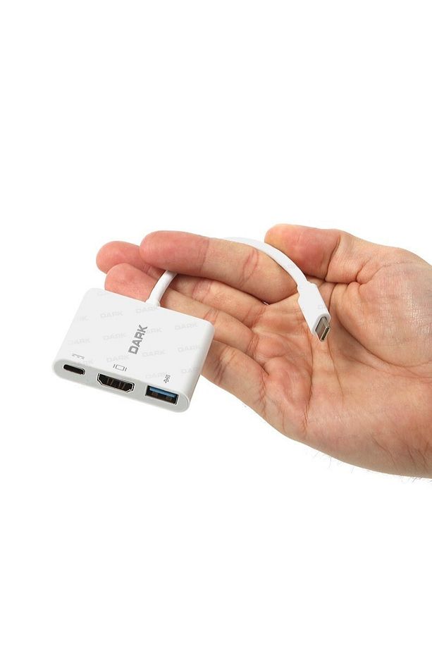 Dk-ac-u31x32 3in1 Usb3.1 Type C Erkek-usb3.0-hdmi (4k Uhd)-usb3.1 Type C Şarj Dönüştürücü - 5