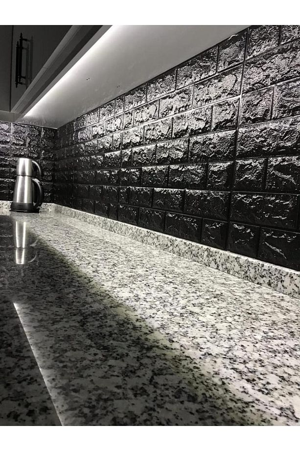 1 M2 Kendinden Yapışkanlı Mutfak Fayans Siyah Duvar Kağıdı Paneli 3d - 1