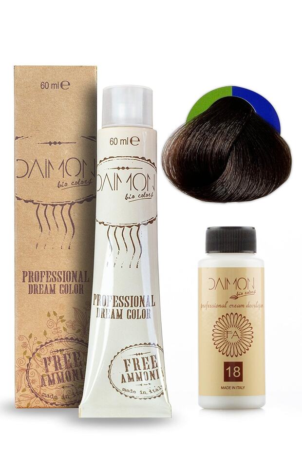 Amonyaksız ( Fa ) 5.35 Çikolata Kahve Saç Boyası + 60 Ml Amonyaksız Oksidan - 1