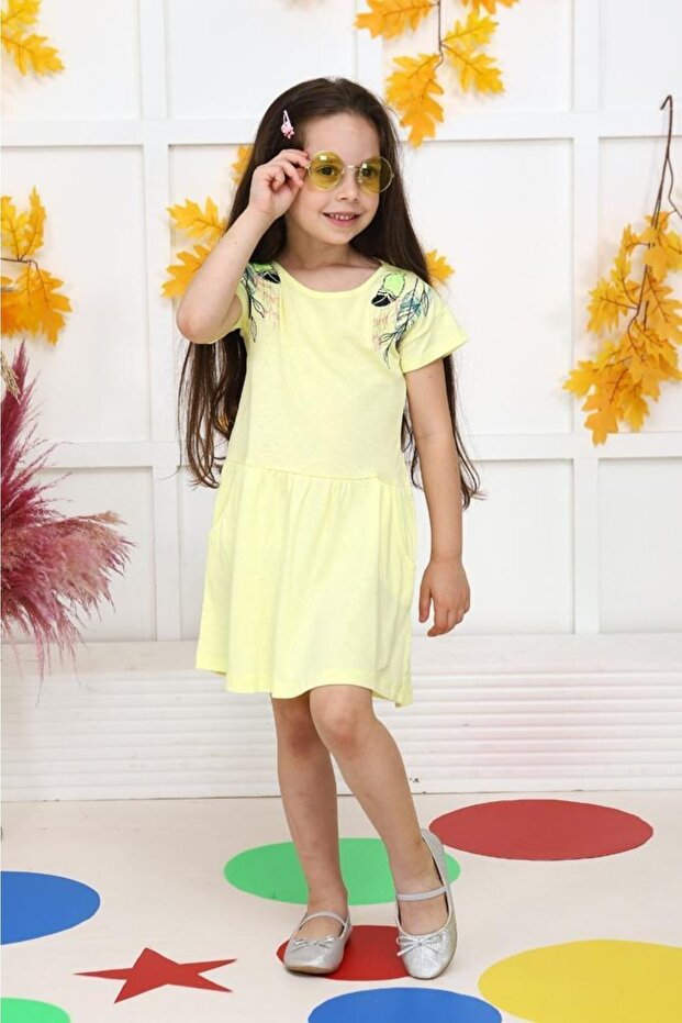 Rochie cu umeri brodate cu frunze - 1