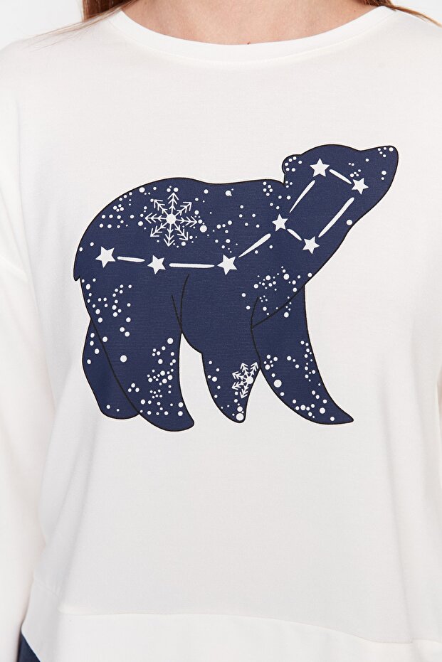 Çok Renkli %100 Pamuklu Yıldız Desenli Örme Pijama Takımı THMAW21PT0241 - 4