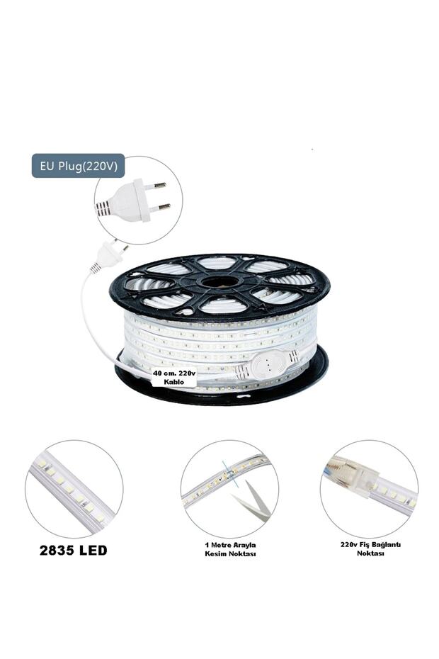 Hortum Led 220 Volt – Su Geçirmez – Fiş Dahil – Metrede 120 Led – 2835 - Amber - 50 Metre - 4