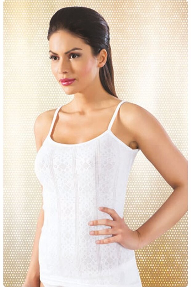 Jacquard Undershirt 3-Piece Economical Pack, 100% Cotton, Thin Straps, 002