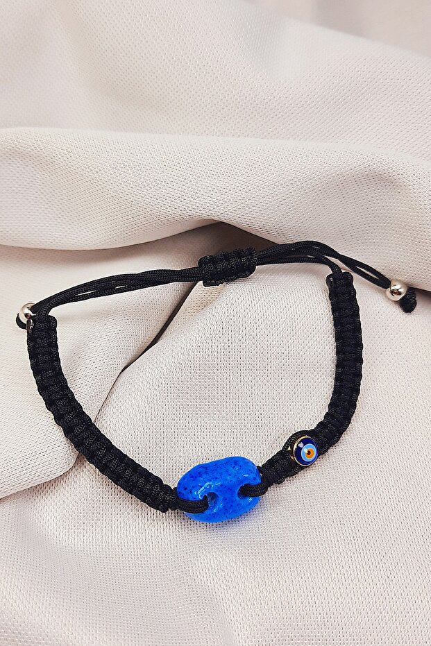 Syriac Bracelet with 2 Holes and Evil Eye Beads