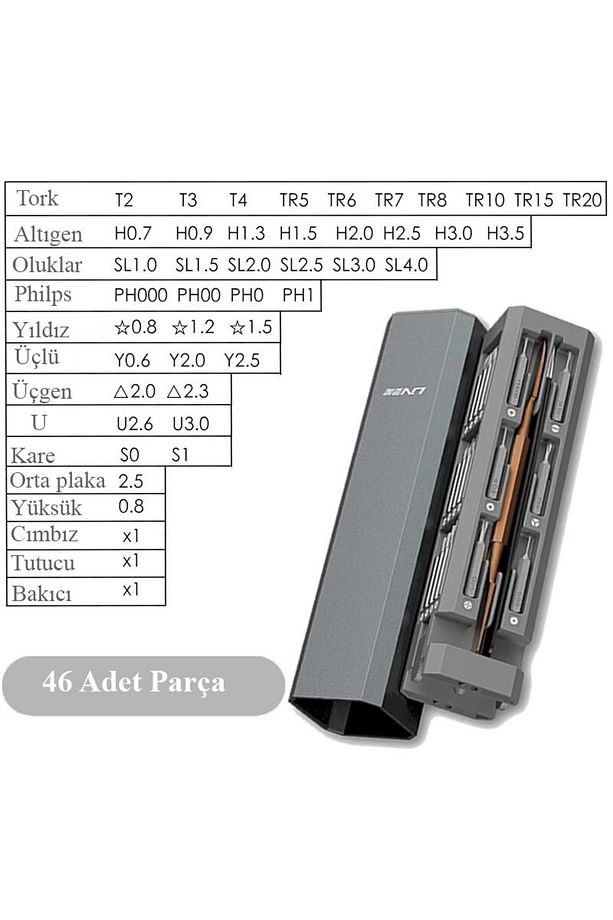46 In 1 Hassas Manyetik Tornavida Seti Telefon Pc Tamir Kiti - 8