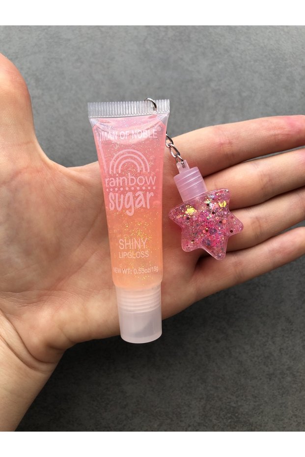 Starry Rainbow Lip Gloss - 2 Pack Rainbow Sugar Shiny Lip Gloss Lip Balm Glitter