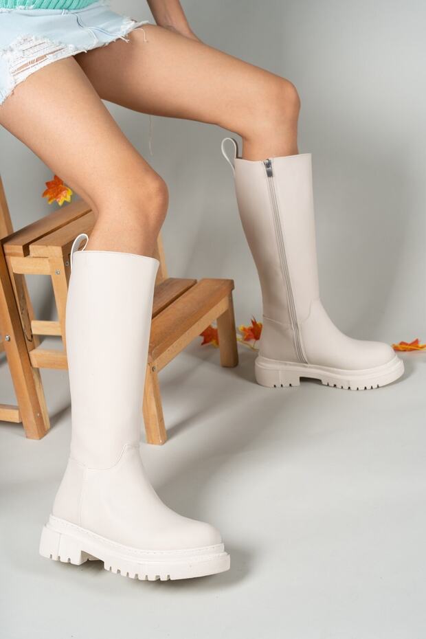 Mattbeige Damenstiefel 0012360 - 2