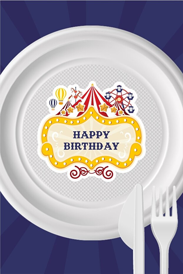 Amusement Park Themed Plate Sticker 15pcs * Adhesive Paper