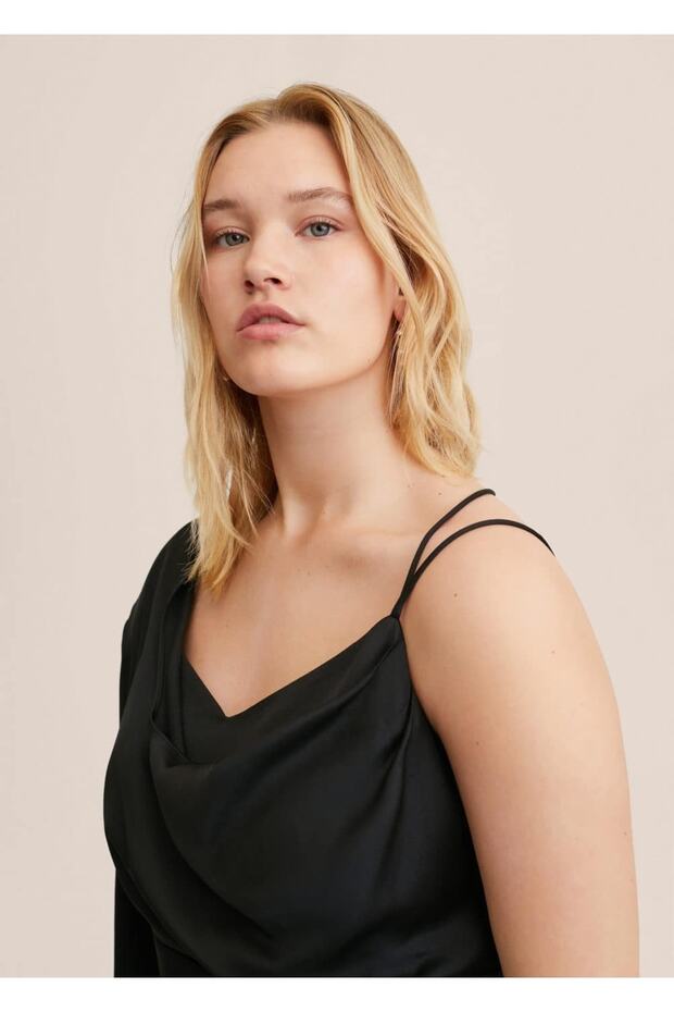 Asymmetric Collar Dress - 6