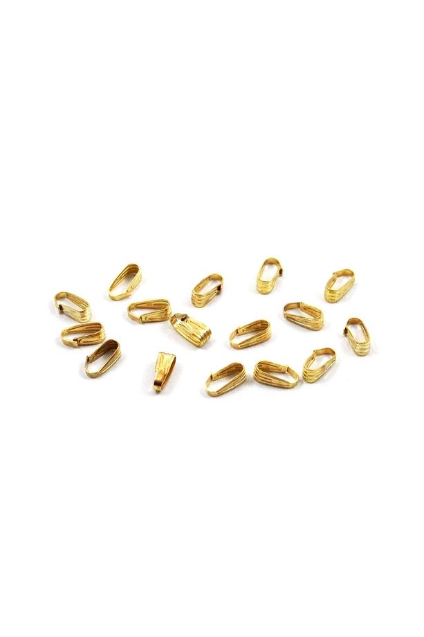 12 Adet - 8x3 mm  Kolye Ucu Aparatı  Kolye Bağlantısı Altın Kaplama - 1