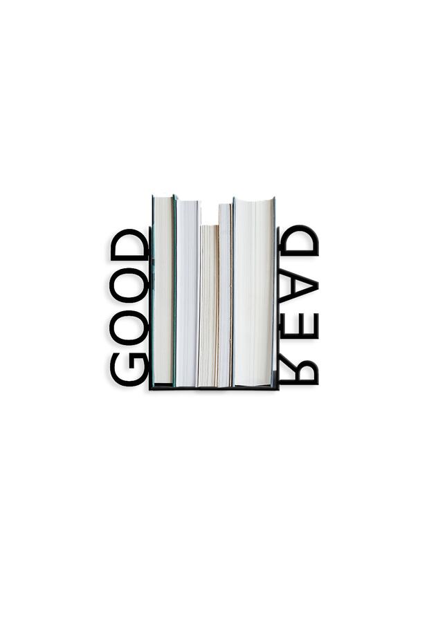 Metal Book Holder Good Read Lettering Figured Book Support, Decorative Bookshelf