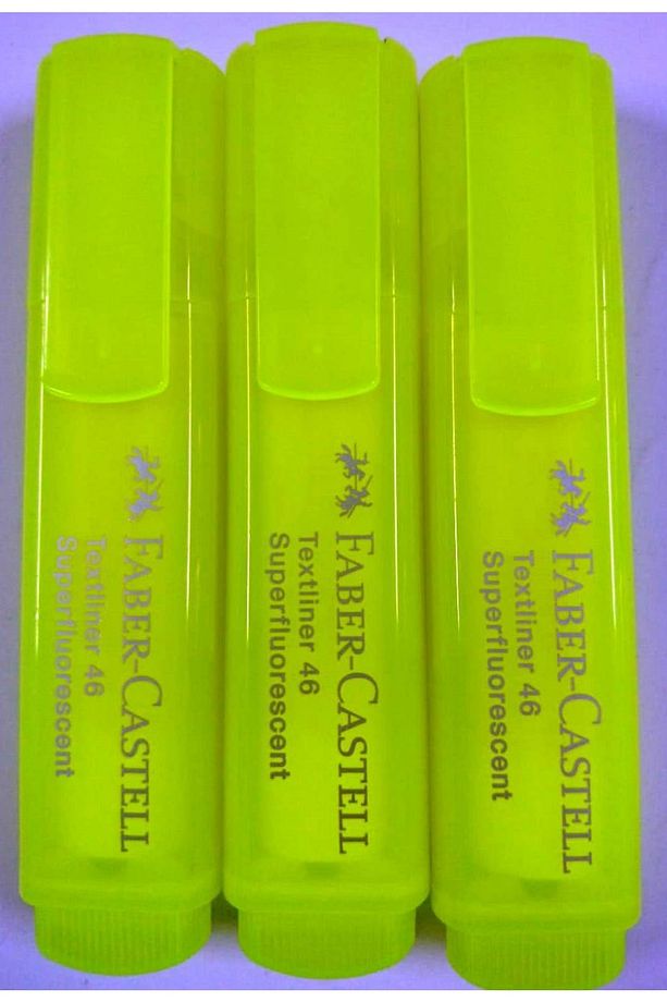 Fosforlu Kalem-faber-castell 3 Adet Şeffaf Gövde Foforlu Kalem. - 1