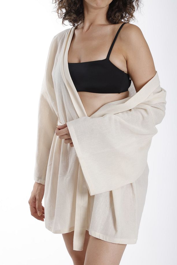 Ham Pamuk Kimono - Ekru - 3