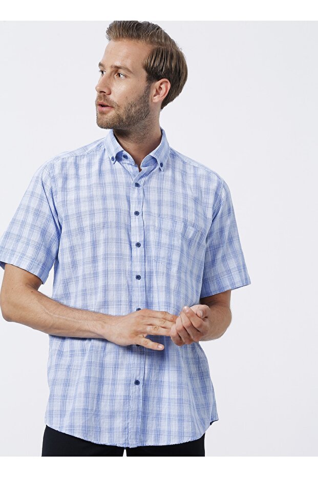 Kısa Kollu Gömlek Mavi - 1