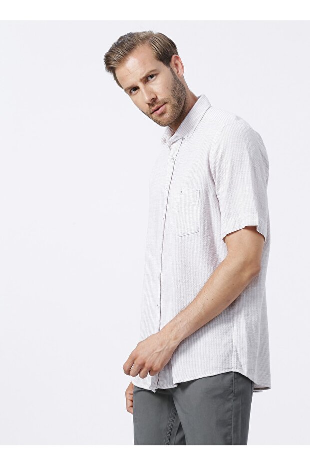 Kısa Kollu Gömlek, 2xl, Bej - 1