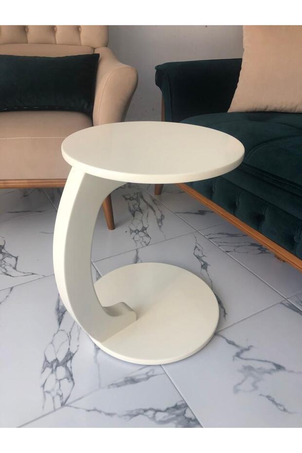 Yuvarlak C Sehpa %100 Mdf Tekerlekli Lake Boyalı - 1