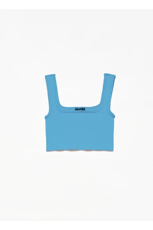 3540 Askılı Crop Top-mavi - 1