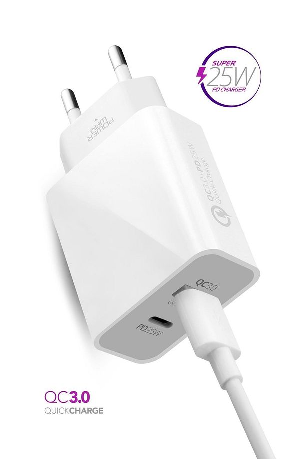 PD QC 25 Watt Type-C ve USB-A Çift Girişli Hızlı Şarj Başlığı Adaptör - 4