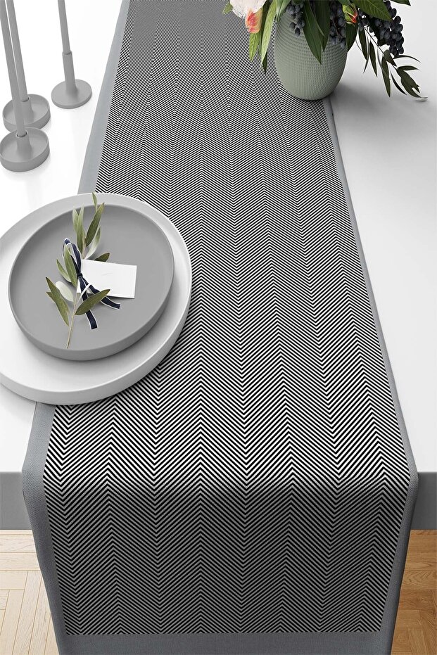 40X140Cm Premium Thai Feather Fabric - Woven Stain Resistant Pinstripe Tablecloth Runner Rnr351