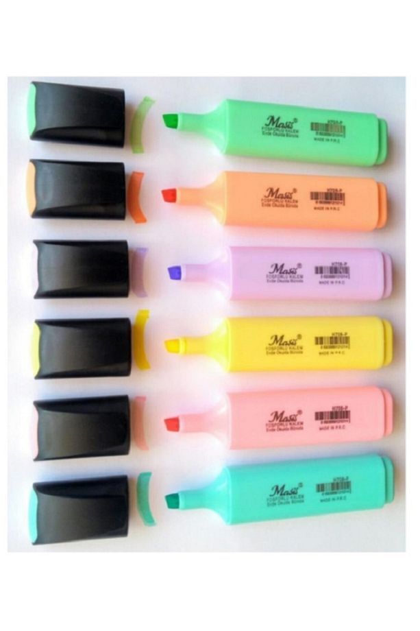 Pastel Renk Fosforlu Işaretleme Kalemi 6 Lı Set - 1