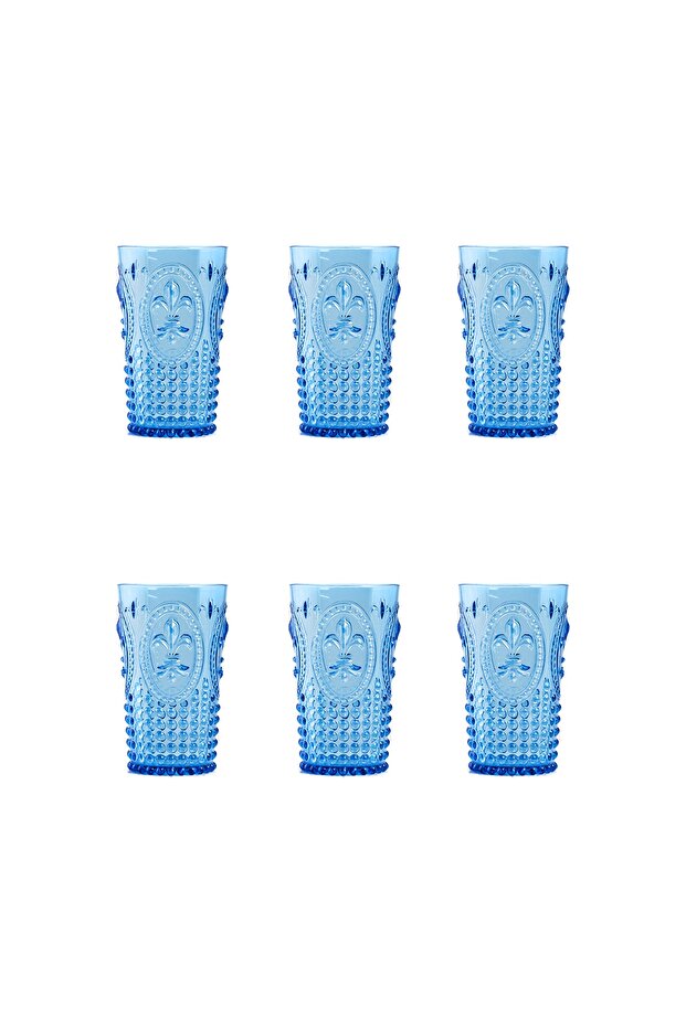 Acrylic Blue 6-Piece Long Cup & Water Soft Drink Cup 750 Ml (Not Large Size & Glass)