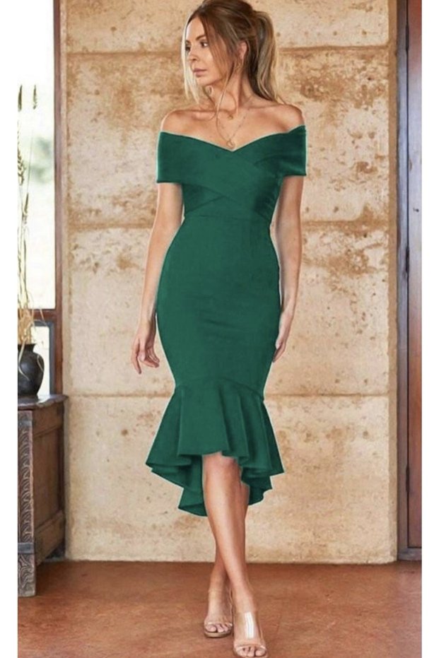 Women's Cross Collar Skirt Tip Flounced Stylish Dress Engagement Dress Evening Dress 60865/086