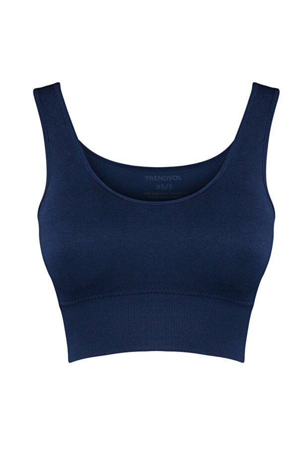 Koyu Lacivert Seamless/Dikişsiz Destekli/Şekillendirici Kalın Askılı Spor Sütyeni TWOAW23SS00019 - 6