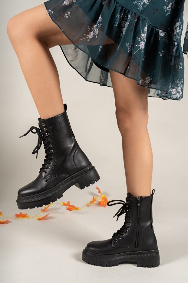 Fekete női cipzáras csizma 0012299 - 3