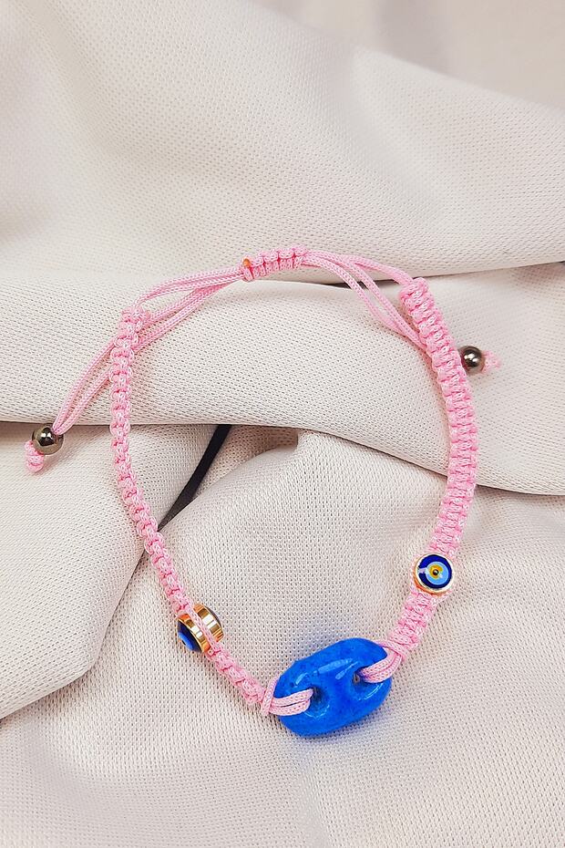 Syriac Bracelet with 2 Holes and Evil Eye Beads