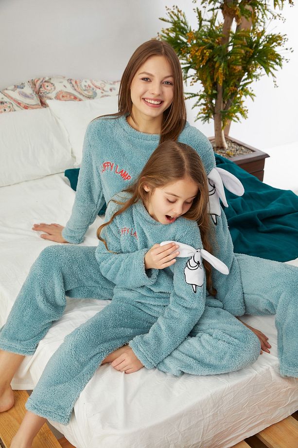 Yeşil Nakışlı Alt-üst Wellsoft Pijama Takım - 1