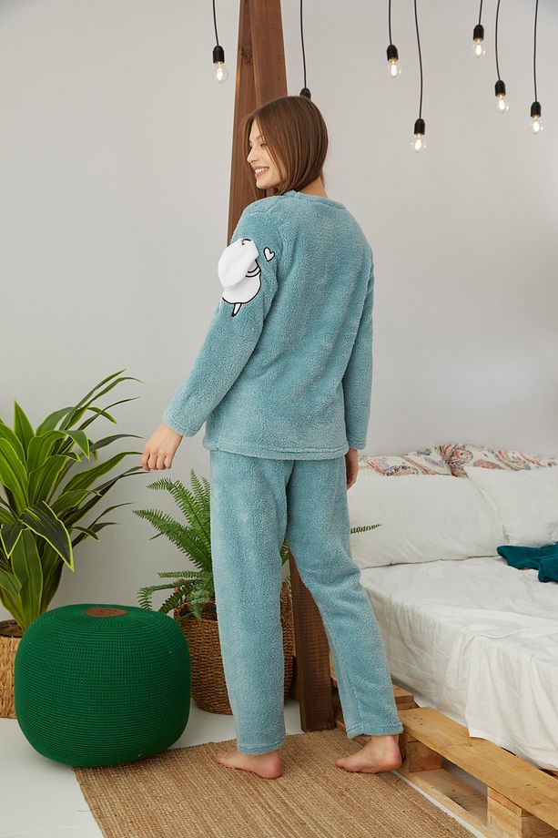 Yeşil Nakışlı Alt-üst Wellsoft Pijama Takım - 3